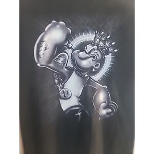 Vtg 2000s Popeye The Sailor Bling Muscle T Shirt Alstyles Medium Black